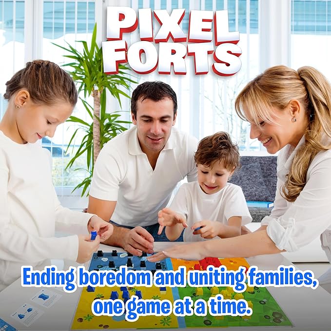 Pixel Forts Board Game by Uzzle Games | Fun Games for Kids (Age 6+) Teens Family Board Games | Build Your Defense & Protect Your Fort Interactive Building Game for Home School Work & Trav