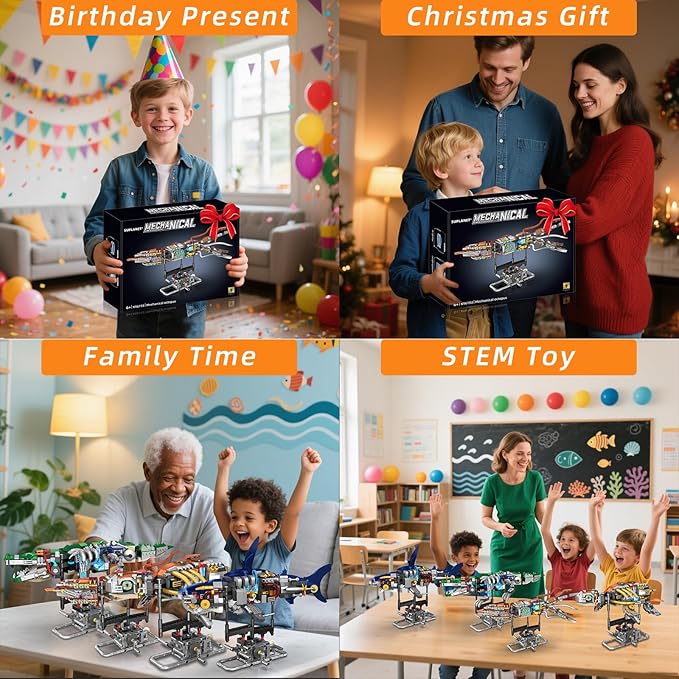 Mechanical Squid Building Set with Lights Rotatable Link Components & Display Stand STEM Building Set for Boys and Girls 8-14 Home Office Decor for Adults Mechanical Enthusiasts(633PCS)