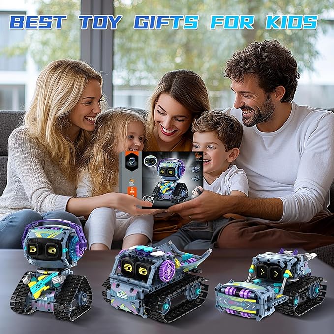 STEM Robot Building Kit 3 in1 Remote & App-Controlled Robotic Toys Robot Building Blocks Set with LED Eyes & Sound Christmas Birthday Gifts for Boys Girls Age 6 7 8 9 10 11 12+ Year Old (43