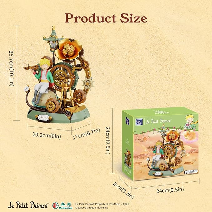 PANTASY The Little Prince – Starry Journey Building Set Vintage Mechanical Pocket Watch-Inspired Model with Gears Telescope & Golden Rose Collectible Display Toy with Exclusive Prince Figure