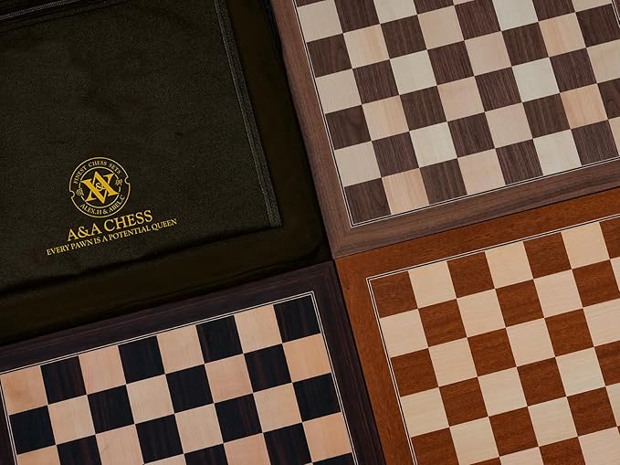 A&A 21.25 Professional Wooden Tournament Chess Board/African Palisander & Maple Inlay / 2.25 Squares w/o Notation