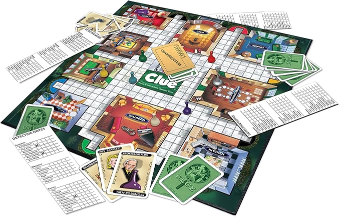 Clue Classic with 1949 Card Artwork & Suspects by Winning Moves Games USA Original Whodunnit Murder Mystery Game with Metal Weapons for 3to 6 Players Ages 8 and up