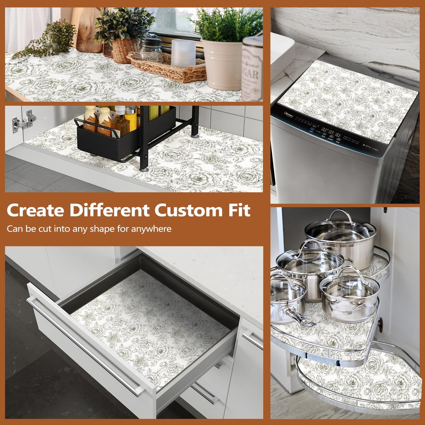 Shelf Drawer Liner for Kitchen Cabinets Non Adhesive, 11.8" x 20FT Slip Resistant Strong Grip Thickened Cabinet Liners for Shelves, Non Slip Plastic Shelving Paper for Cupboard, Dresser, Pantry, Rose