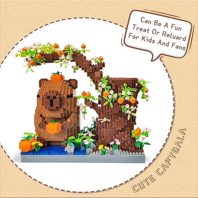 Capybara Set Toy Micro Mini Building Block Pen Holder&Desk Organizer Cute Animals Building Bricks Kit(1880Pcs) Arts&Crafts for Capybara Lovers for Kids Age 8+ for Adult not Compatible with Leg
