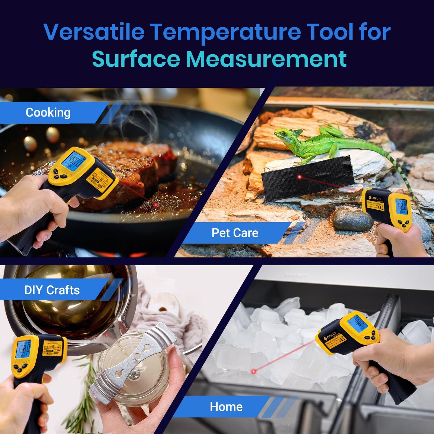 Etekcity Infrared Thermometer Temperature Gun 1080, -58ยฐF to 1130ยฐF for Meat Food Pizza Oven Griddle Accessories, Heat Gun for Cooking, Kitchen, Fridge, Reptile,BBQ