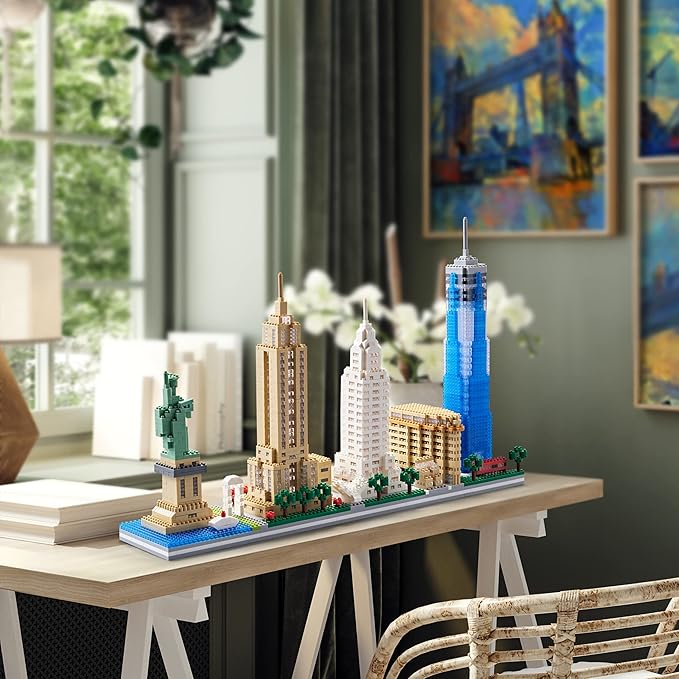 YaJie New York Skyline Micro Mini Blocks Building Set Collection Model Kit - Detailed City Architecture for Adults(3452 Pcs)