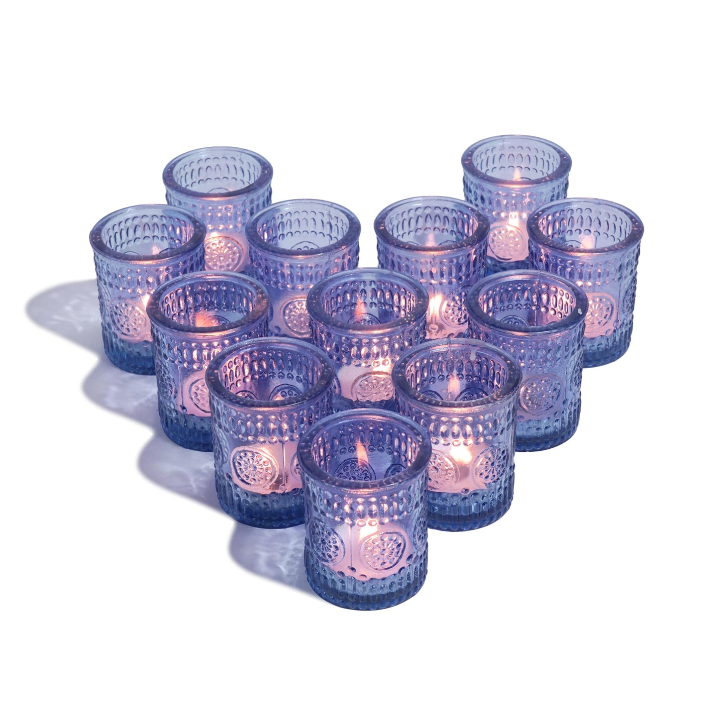 Ajuny 12 Pack Blue Votive Candle Holders Bulk for Table Centerpieces for Wedding Party Decor Table Centerpieces Dinner Dining Coffee Table Coffee Table Glass Tea Lights Candle Holder Home Accents