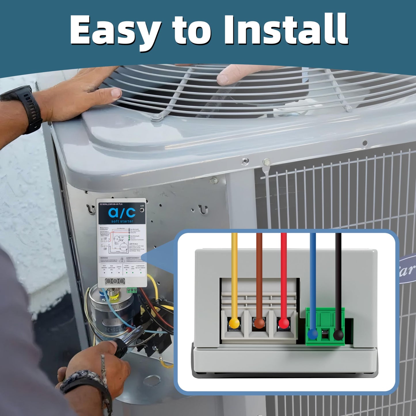 Eshcol AC Soft Start Kit for 1.75-3.5 Ton Air Conditioners, Fit for Home, RV, Commercial, Generators Use. Easy to Install, Reduces Start-Up Current by 70%, 110V-240V. Compatible with Most AC Brands.