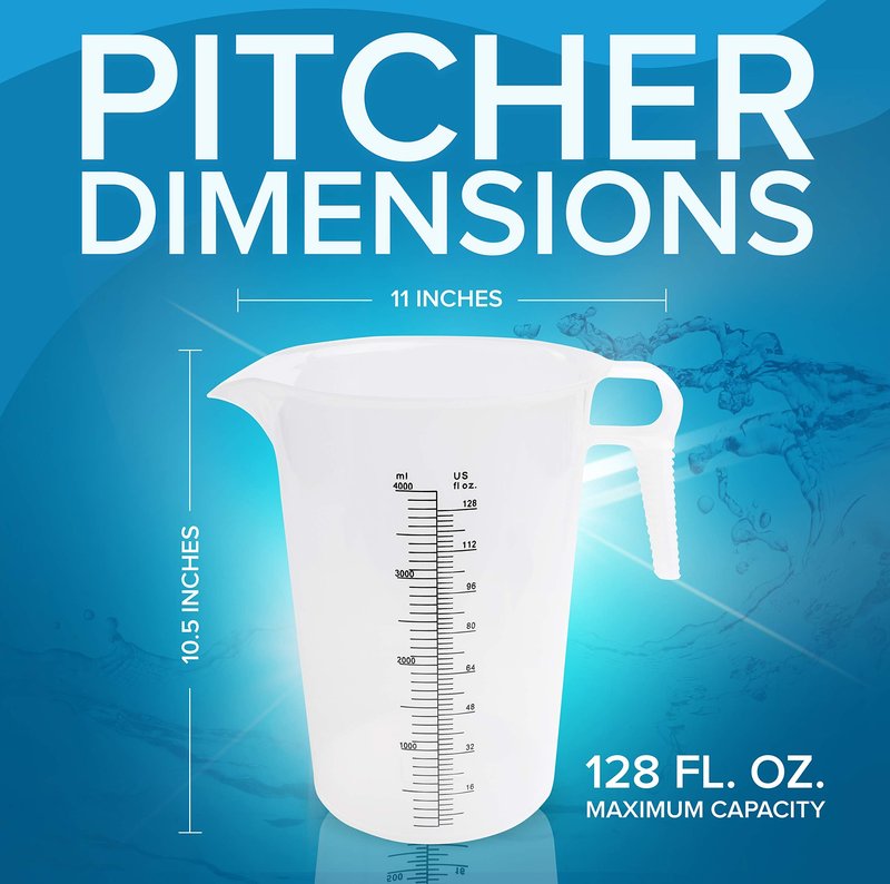 ACCUPOUR 8oz (250 mL) Measuring Pitcher, Plastic, Multipurpose - Great for Chemicals, Oil, Pool and Lawn - Ounce (oz) and Milliliter (mL) Increments (1 cup)
