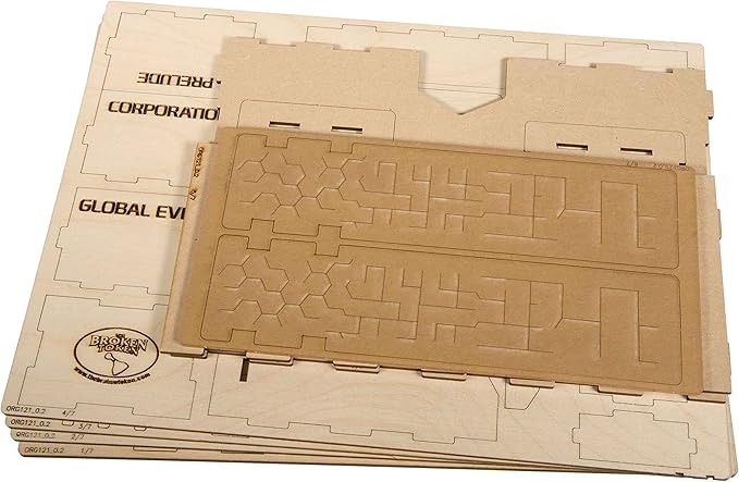 The Broken Token Terraforming Mars Compatible Expansions Game Organizer - Wood Storage Box with Multiple Trays & Card Shoe - Wooden Game Organizer