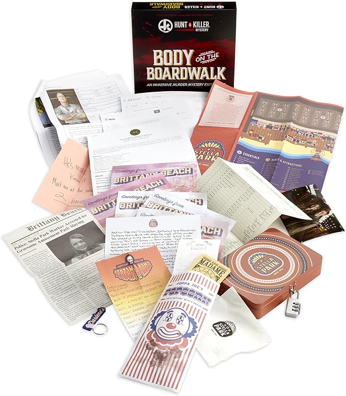 Hunt A Killer: Body On The Boardwalk Catch the Amusement Park Killer Interactive Unsolved Mysteries Game Mystery Box for Game Night Murder Mysteries Card Puzzle & Board Games For Ages 14 and