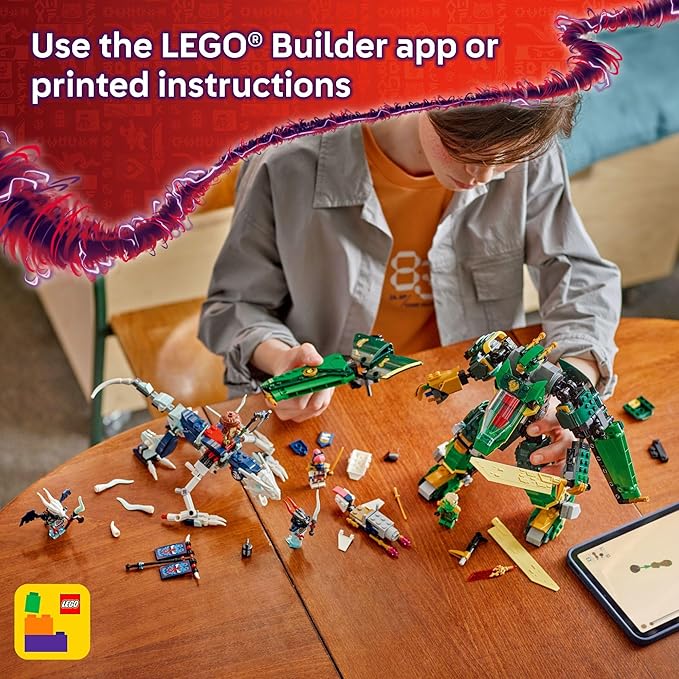 LEGO NINJAGO Lloyd's Jet Mech Building Toy - Model Building Kit for Boys & Girls Ages 9+ - Transforming Playset for Kids W/ 5 Ninja Toy Minifigures - Dragons Rising Gift Idea for Birthdays - 7184