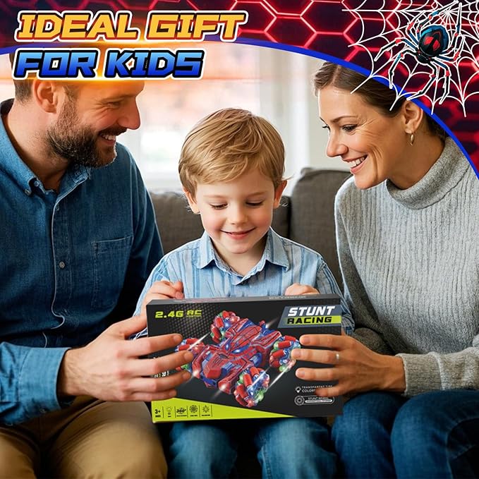 Spider Gesture Sensing Remote Control Car Double Sided RC Cars with Full-Body Light 2.4GHz Hand Controlled Rechargeable RC Stunt Car Toys for Boys 4 5 6 7 8 9 10 11 12
