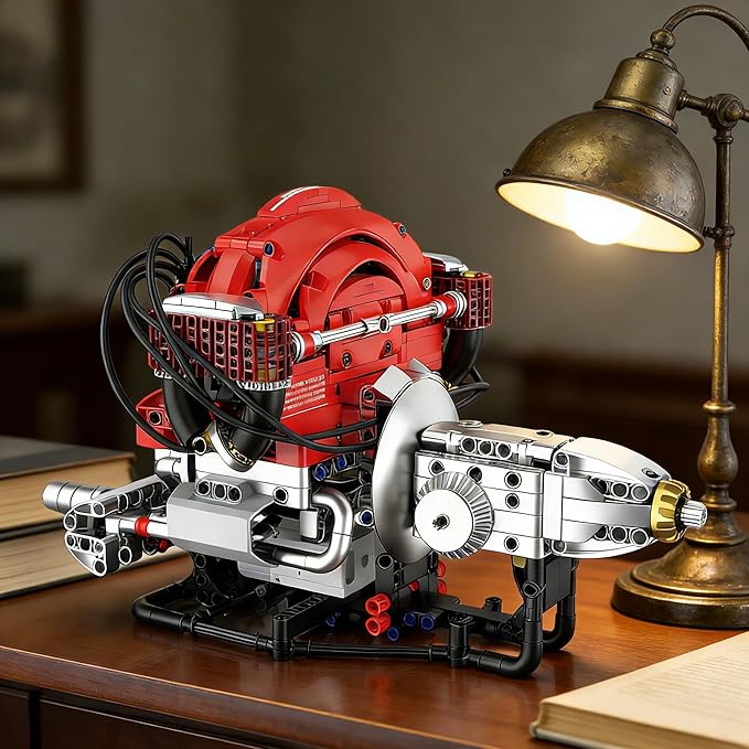 L4 Engine Building SetVisible 4-Cylinder Engine Model Kit that Run with App Control & Light and Motor STEM Mechanical Engineering Toy for Adults Ideal Gift & Display for Home and Office