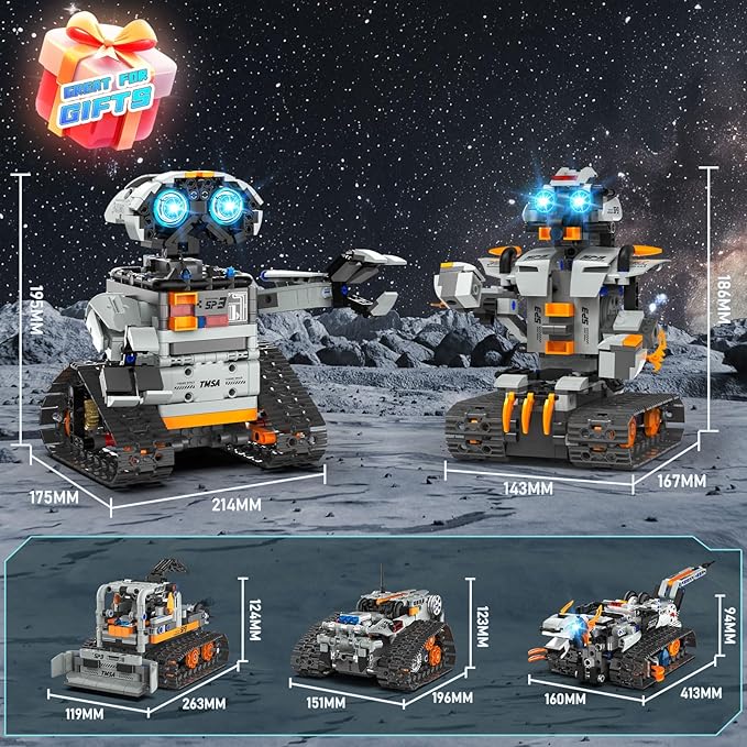5in1 STEM Robot Building Kit for Kids 6-14+ APP & Remote Control STEM Robot Dinosaur Car Building Toys for Kid Science Learning 688 Pcs DIY Building Blocks Set Boys Girls Birthday Xmas Gifts Id