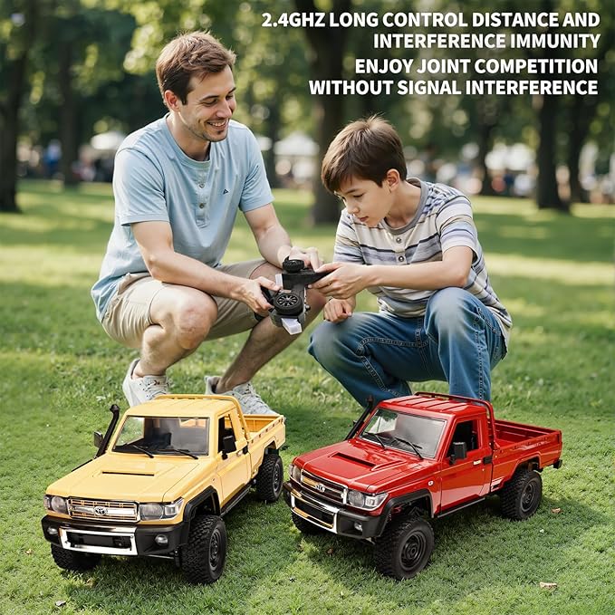 RC Rock Crawler 1/12 RC Crawler Off Road RC Truck 4x4 with 2.4GHz Remote Control 280 Brushed Motor All Terrain Rremote Control Truck RTR Proportional Throttle Steering MN-82(Red)
