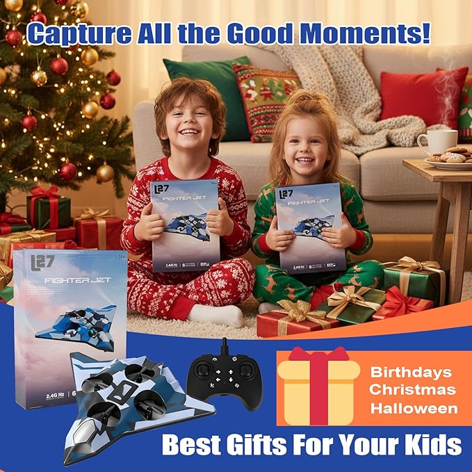 Foam Remote Control Airplanes for Kids & Adults | RC Fighter Jet with Light 360° Flip Fighter Jet Toys Stunt Roll Airplane Toy Great for Beginners Christmas & Birthday Gift for Kids Boys Ag