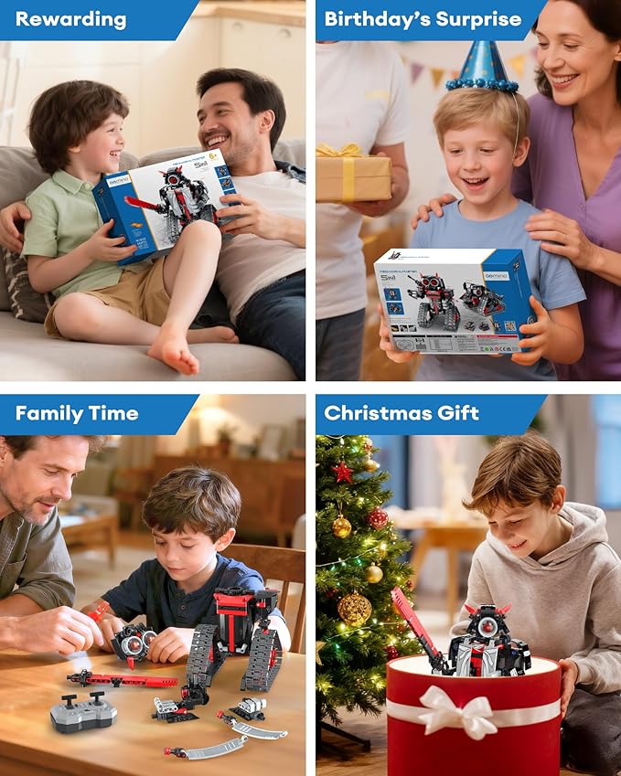 5 in 1 STEM RC Robot Building Kit APP & Remote Control Samurai/Ninja Blocks 419 Pcs Erector Set RC Toy for Kids DIY Build Science Educational Gift for Age 6 7 8 9 10 11 12+ Boys & Girls