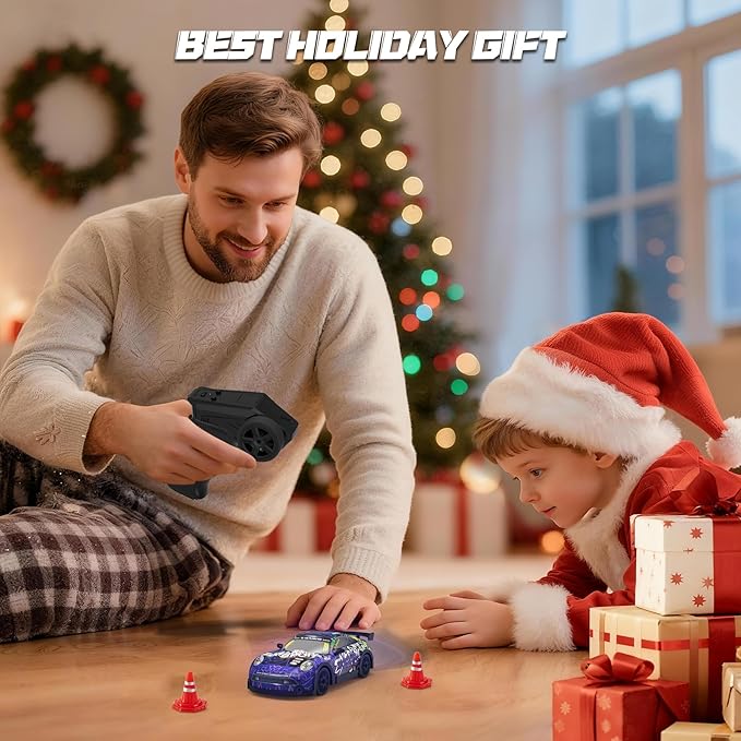 Mini RC Drift Car 1:32 Scale with LED Lights – Remote Control Car with LED Lights & 2-Speed Modes 2.4GHz Stunt Drifting RC Toys a for Children and Adults