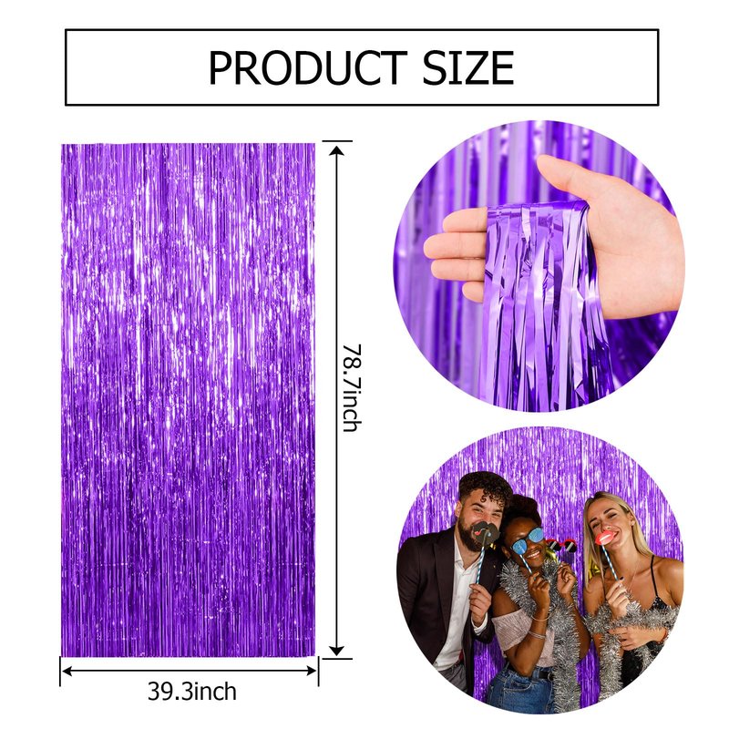 10 Pack Purple Backdrop Tinsel Streamers Foil Fringe Backdrop Halloween Party Decorations Purple Backdrop Curtain Birthday Graduation Bachelorette Christmas New Year Party Decorations