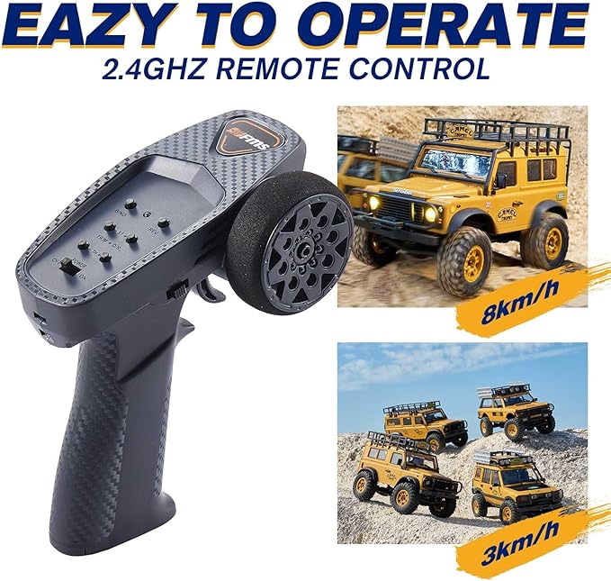EAZYRC FMS 1/24 FCX24M RC Crawler RTR Land Rover Series with Licensed 1/24 RC Truck 4X4 Mini RC car with Lighting 2.4Ghz Remote ControlBattery (Discovery)