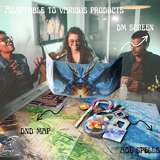 iPEAU|DND Map Starter Set Tabletop Mat 4 Dry Erase Boards 23×33 with 1 Grid&Hex RPG Battle Mat for Dungeon and Dragons Accessory Pathfinder& Warhammer Reusable Flexible GM Layout System Acce