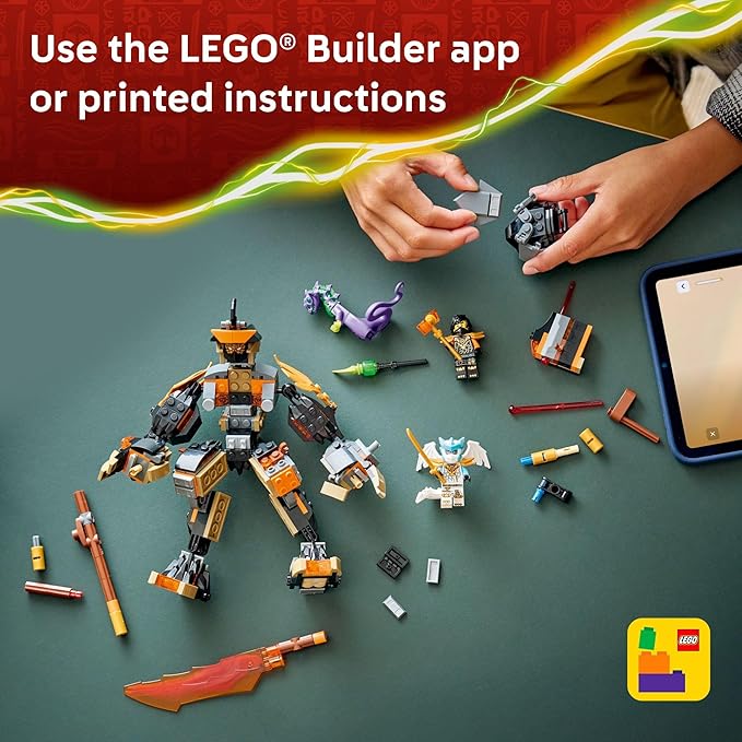 LEGO NINJAGO Cole’s Mission Mech & Dragon Zane Building Toy for Boys Girls & Kids Ages 7+ - Poseable Mech W/Cole Acid Monster & Zane Minifigures for Pretend Play - Gift Idea for Birthd