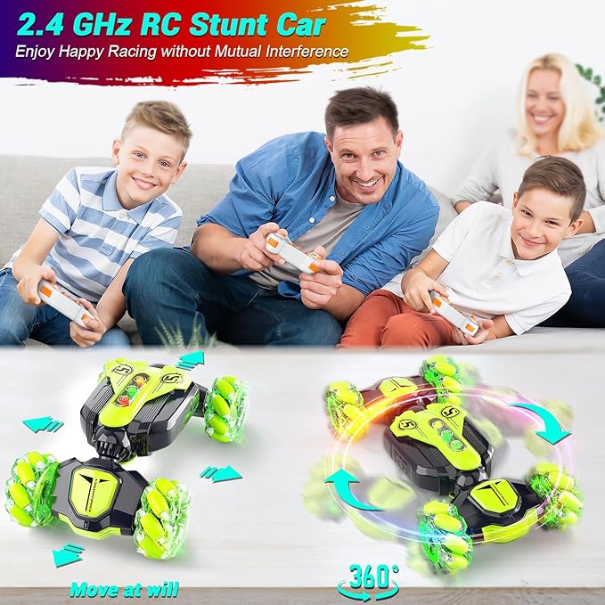 Gesture Sensing Remote Control Stunt Car - Boys Toys Age 6-8-12 4WD Hand Controlled RC Twist Car with Light & Music Cool Birthday Presents and Ideas Gifts for Kids Age 3 4 5 6 7 9 10 11 12 Years