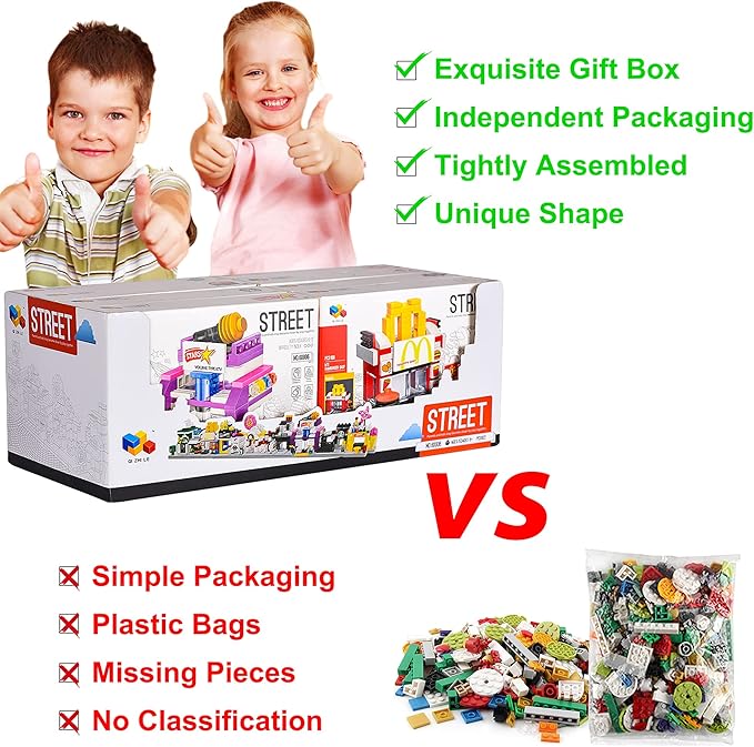 8 Packs Mini City Shop Street View Building Blocks KitMOC Construction Creative Educational Kit with Hair Salon & Café StoreGirls Boys Dream Toy SetChristmas Birthday Party Favors for Kids