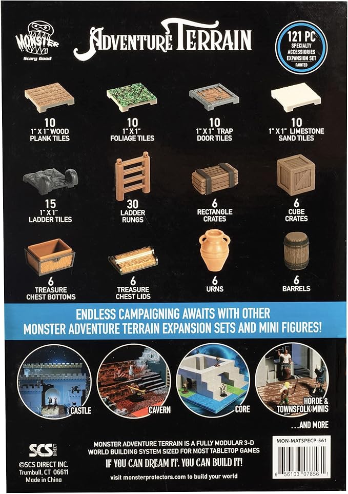 Monster Adventure Terrain 3D Interchangeable Builder System - 121pc Painted Specialty Accessories Set - Build Modular Worlds in a Snap & Elevate Your Campaign - Compatible with DND Dungeons &