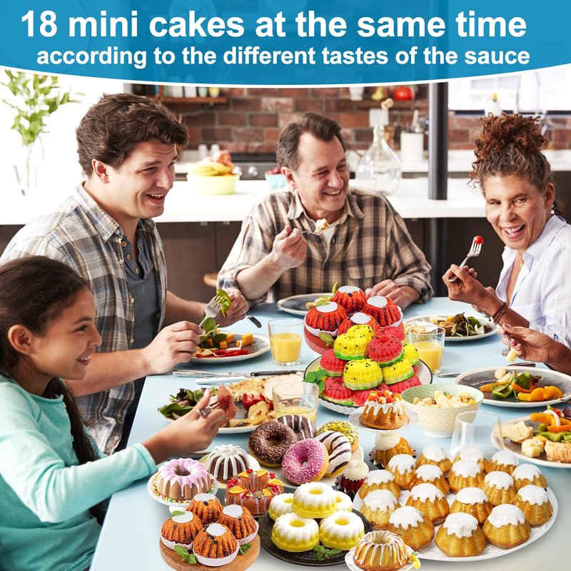 Palksky 3PCS 6-Cavity Mini Fluted Tube Pan Silicone Non-Stick Multi-Cavity small Cake Baking Pan, mini moldes para chocoflan