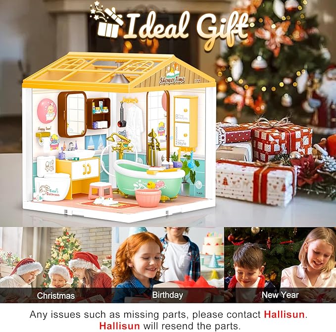 LED Building Blocks for Adults 1:24 DIY Miniature Dollhouse Kits with Roof & Dustproof Cover Tiny House Toy Building Sets for Kids Ages 8-12-15 Birthday Hobbies Gift for Men Women Boy Girl