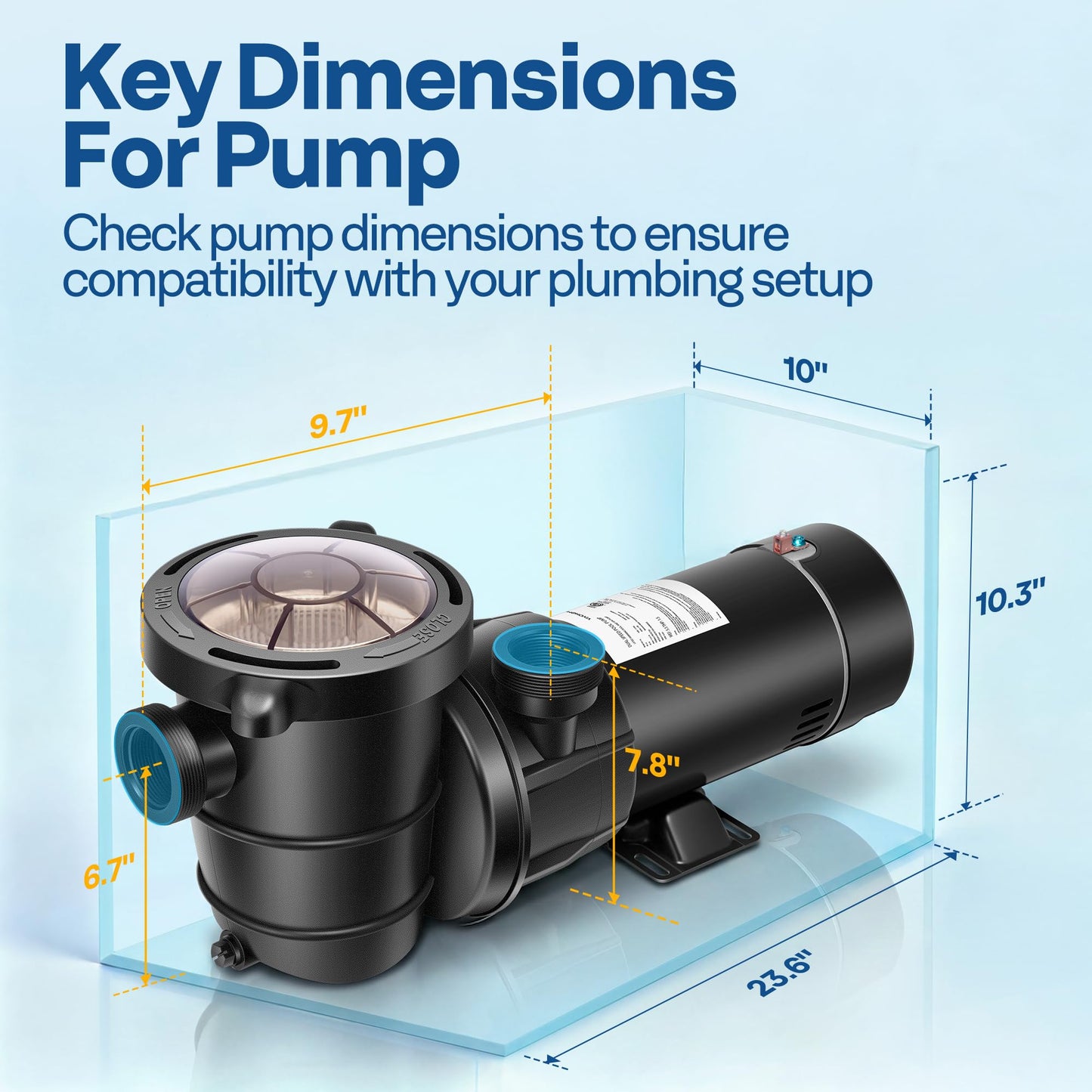 VIVOHOME 1.5 HP 5400 GPH Energy-Saving Above Ground Swimming Pool Pump, 115V 1.5 THP Upgrade Stainless lron Motor Shaft with Strainer Basket, ETL & DOE Certified
