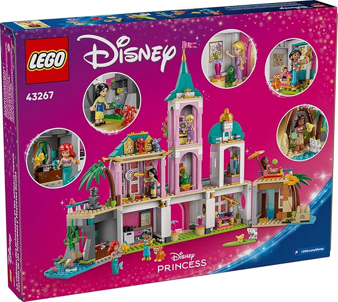 LEGO Disney Princess Castle & Royal Pets Kids Toy - Pretend Play Building Set for Girls and Boys Ages 6+ - Includes Ariel Rapunzel Jasmine Moana and Mulan - Gift Idea for Birthdays - 43267