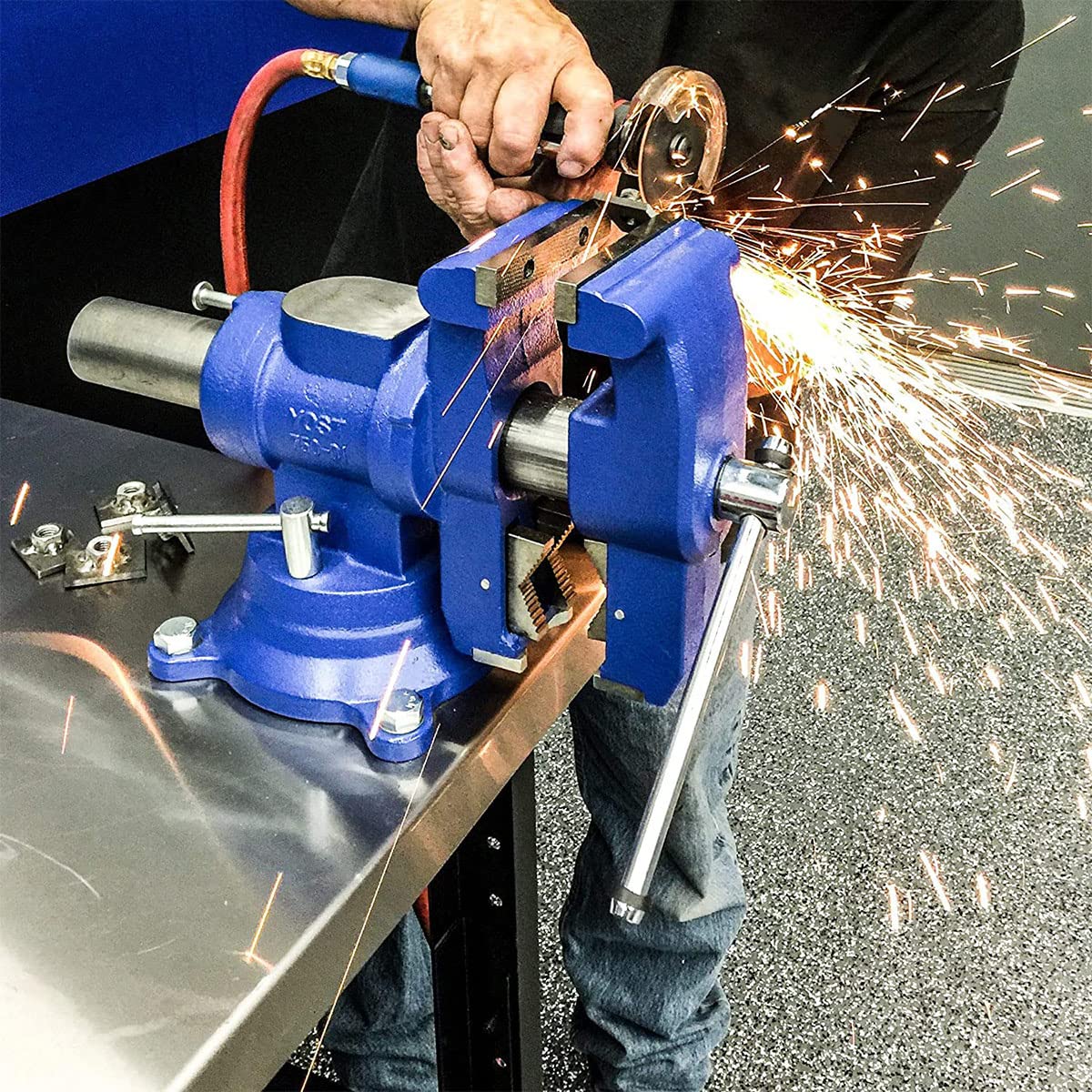 Yost Vises 750-DI Multi-Jaw Rotating Vise System | 2 in 1 Multipurpose Bench and Pipe Vise | Secure Grip with Swivel Base | Made with a Combination of Ductile Iron & Hardened Steel | Gray