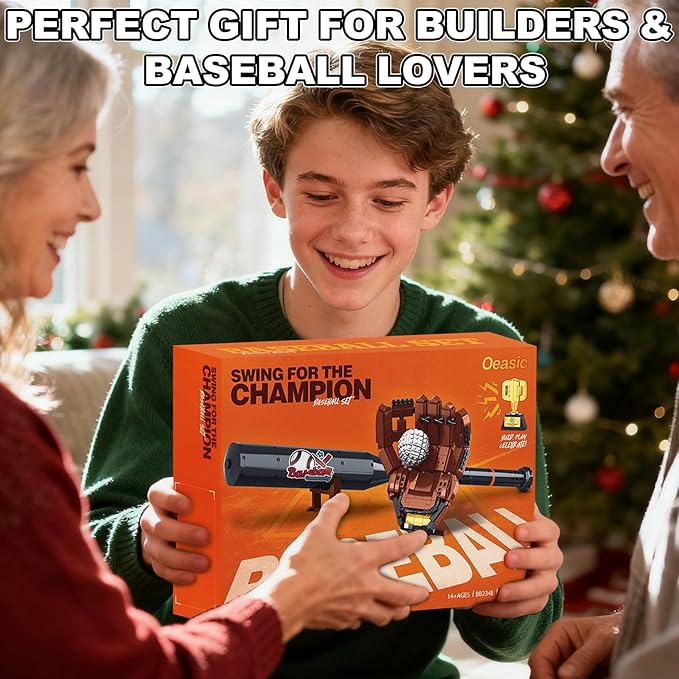 Baseball Building Kit for Adults 1021 PCS – Sports Display Model with Bat Glove Ball & Trophy Creative Building Toy for Men Teens & Fans Unique Gift Idea & Home Office Display Décor