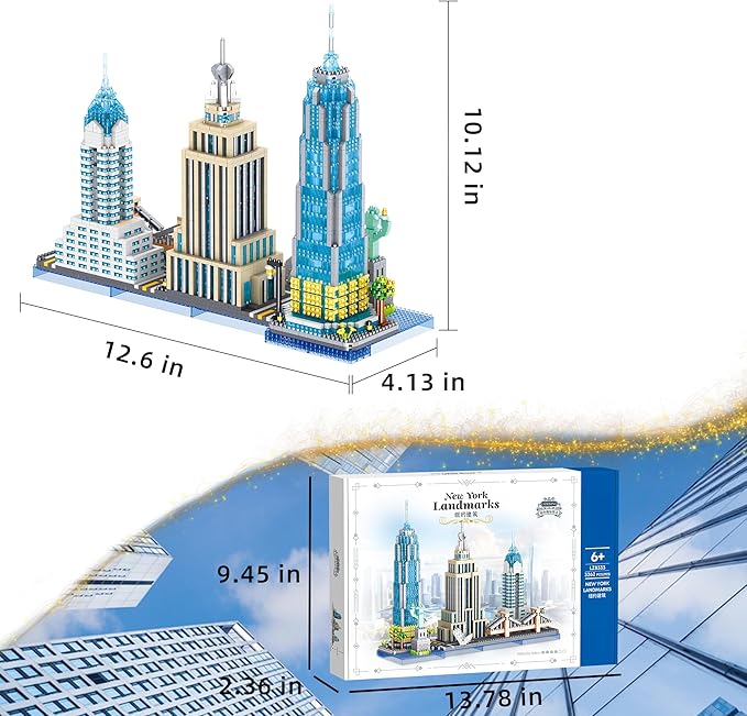 New York Skyline Micro Mini Building Blocks Set - 3262PCS Famous New York Landmarks Model Toys Building Bricks Kit for Adults Ideal Architecture Building Blocks Home&Office Décor Gift(New York)