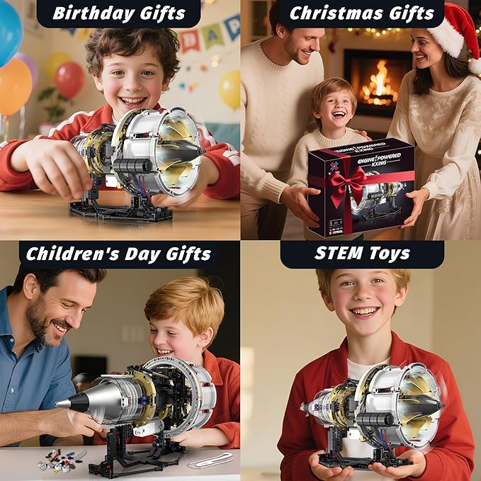 Jet Engine Model Kit that Runs App Controlled Building Blocks Sets with Motor Visible Aircraft Engine Building Kit for Adults & Kids 14+ Year Old (564 PCS)