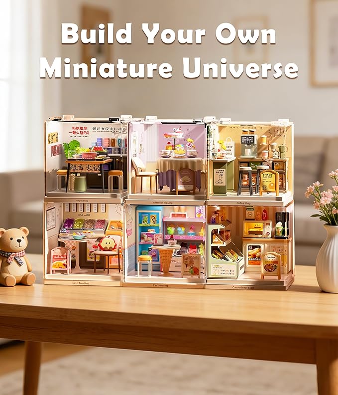 Tiny Convenience Store Miniature Kit DIY Mini Mart Building Set with Goods Creative Room Decor & Collectible Gift for Teens and Adults
