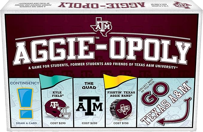 Late for The Sky: Aggie-Opoly - Texas A&M University Themed Family Board Game Opoly-Style Traditional Play Or 1 Hr Version Ages 8+ 2-5 Players