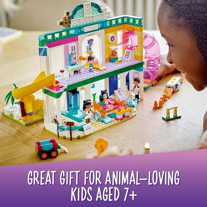 LEGO Friends Pet Day-Care Center 41718 Animal Set Heartlake City Toy Birthday Gifts for Kids Girls and Boys 7 Plus Years Old with Doggy Figure & 3 Mini Dolls