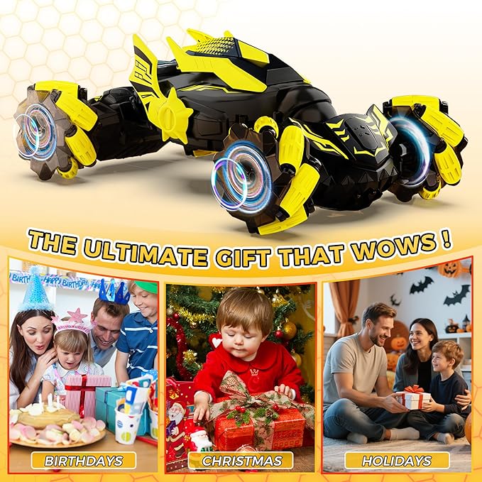 Gesture Sensing RC Stunt Car Toys for 6-12 Years Old Boys Hand Controlled Remote Controlled Car 2.4GHz & 4WD 360° Drifts Offroad with Lights & Music Christmas Birthday Gifts for Kids Ages