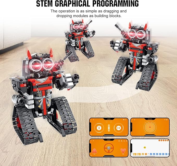 Remote Control Robot Building Kit for Boys 6-12 3-in-1 STEM Remote & APP Controlled Coding Gear Robot/Tank/RC Car 419 Pcs Science Learning Educational Building Blocks Toy Set Gift for Kids