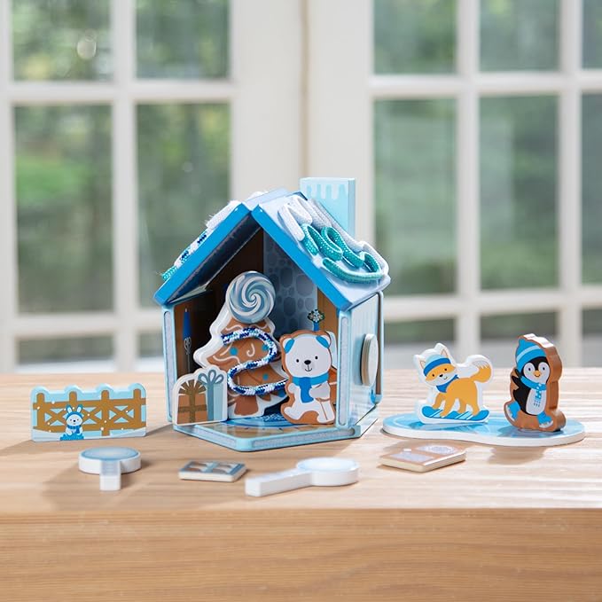 Melissa & Doug Winter Frost Wooden Gingerbread House Play Set for Boys and Girls 3+