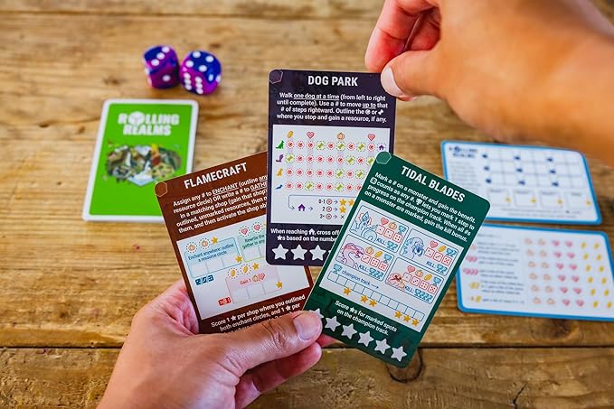 Stonemaier Games: Rolling Realms Redux by Jamey Stegmaier & Karel Titeca | A Light Strategic Roll-and-Write Game for Families and Adults | Compete in a Series of Minigames | 1-6 Players 30 Mins