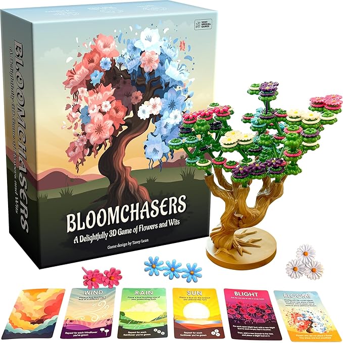 Bloomchasers: 3D Tree-Building Strategy Board & Card Game | Perfect for Family & Friends | 1-4 Players Ages 12+