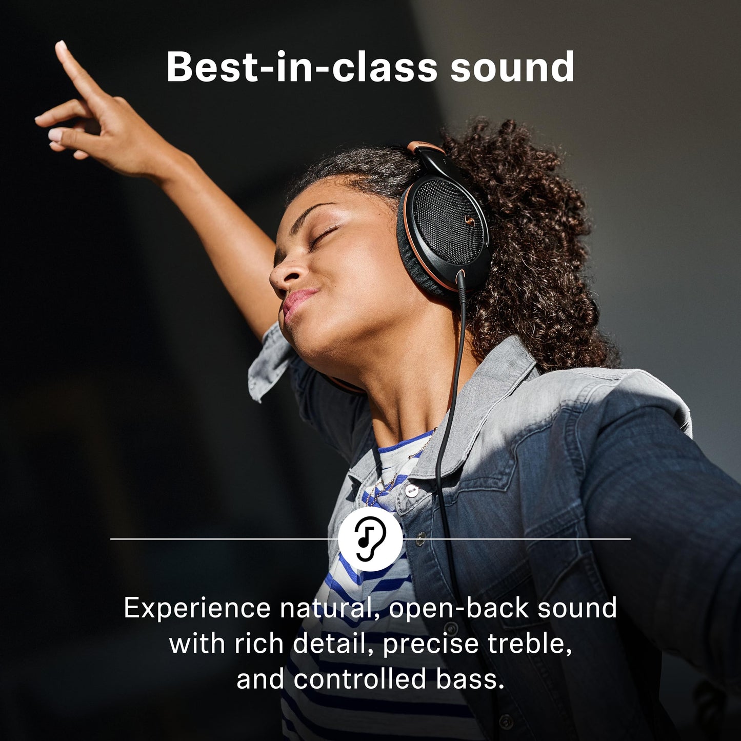 Sennheiser HD 505 - Wired Headphones Over Ear with Transparent Sound and Controlled Bass, Enhanced Comfort Studio Headphones for Music, Work, Gaming, Audiophiles, Students, Traveling, Copper Edition