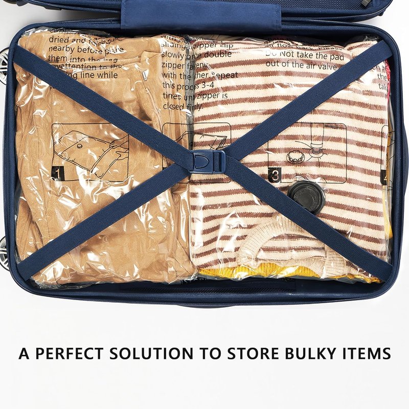 Vacuum Storage Bags, Compression Packing Space Saver Seal Bags for Clothing Bedding Comforters Blankets Pillows, 8 Jumbo