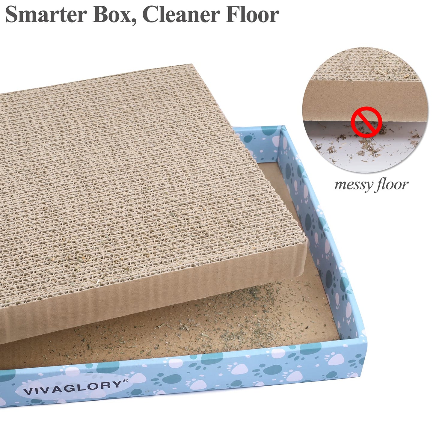 VIVAGLORY Cat Scratcher, Scratching Pads With Box, Reversible Board for Indoor Cats Kitty, Cardboard Scratcher, Catnip Included, 1 Pack, Extra Wide