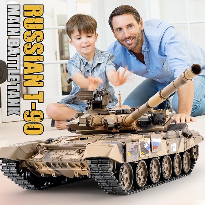 RC Tank Russian T-90 Main Battle Tank 1/16 2.4ghz Remote Control Vehicle with Sound & Light for Ages 14+
